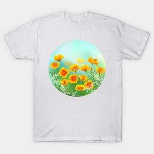 Round Picture with California Poppy T-Shirt